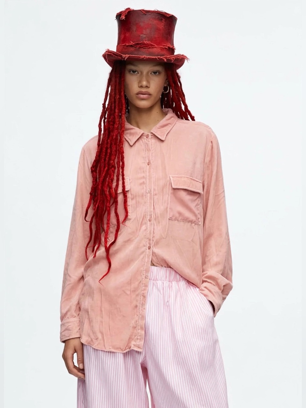 Roamans flowy drapey velour shirt